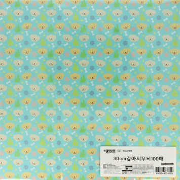 30cm 강아지무늬 색종이(100매)